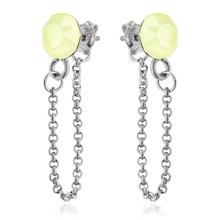 Fülbevaló ezüst 925 ródium bevonattal, Swarovski® kristályokkal Xirius lánc 6mm porsárga