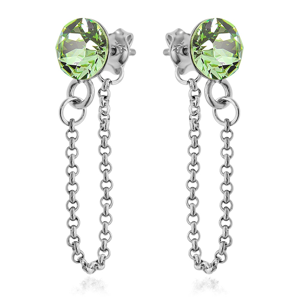 Cercei Argint 925 placat cu rodiu cu cristale Swarovski® Xirius Chain 6mm Peridot