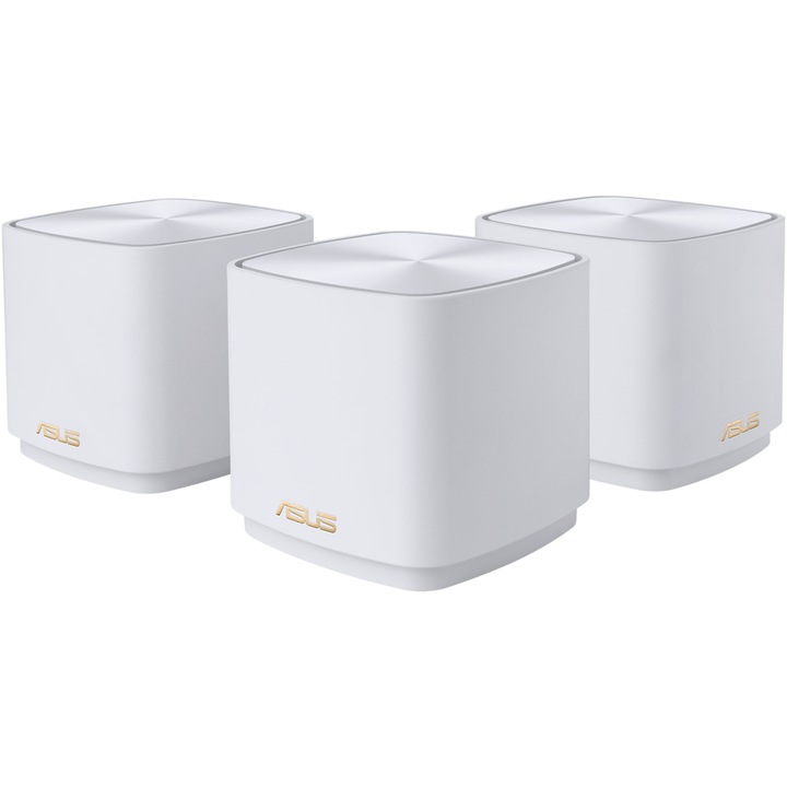 Sistem Wi-Fi Mesh ASUS ZenWiFi XD4 Plus (W-3-PK), AX1800, Dual-Band, acoperire 446m², Dual-Core CPU, 128MB/256MB Flash/RAM, Gigabit, AiProtection Classic, Traditional QoS, VPN server/client, IPTV, AiMesh, montare pe perete