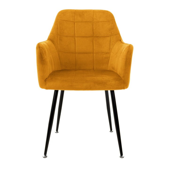 Стол за трапезария, ML-Design, жълт, кадифе, 58 x 60 x 84 см, многофункционален, модерен дизайн