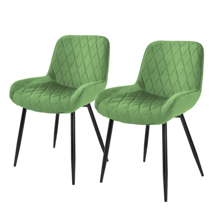 Scaune de sufragerie, ML-Design, verde salvie, catifea, 54 x 60 x 84 cm, versatil si multifunctional, design modern