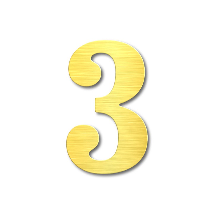 Numar casa/apartament, Cifra 3, 6x3.7 cm, ABS, Auriu