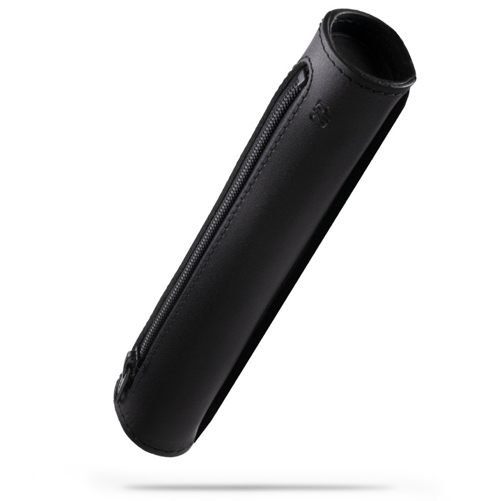 Penar din Piele Naturala cu Elastic pentru atasarea acestuia de caiete/notebook-uri, The Bookish One, Negru, 220x30x50 mm