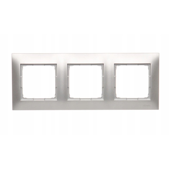 Cadru priza, Kontakt-Simon, 3xseparatoare, Argintiu