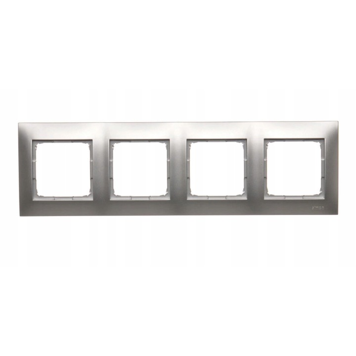 Rama pentru priza cu 4 locuri, Kontakt-Simon, Plastic, Argintiu