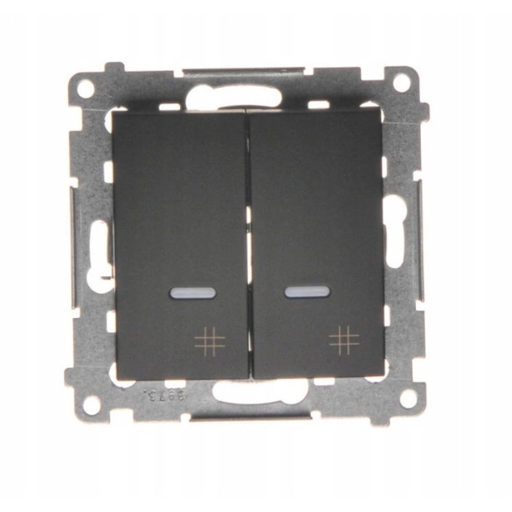 Intrerupator dublu iluminat Kontakt-Simon, Negru mat