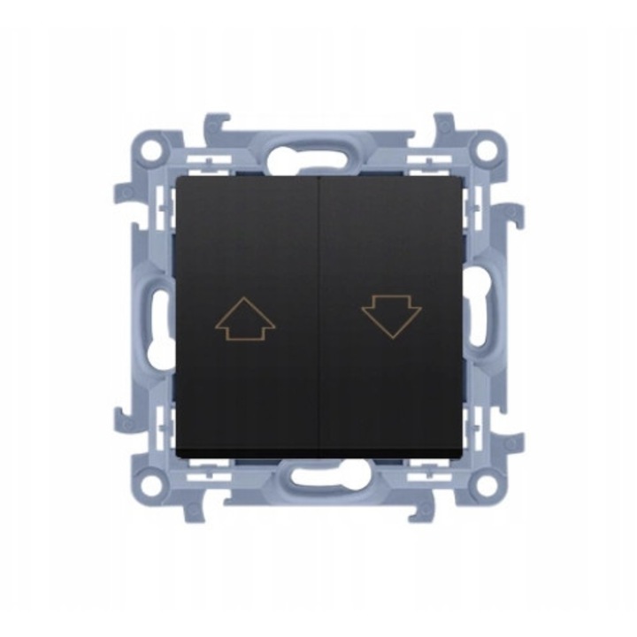 Roller shutter nyomógomb (modul) 10A, 250V, csavaros csatlakozók fekete matt Simon10 CZP1.01/49