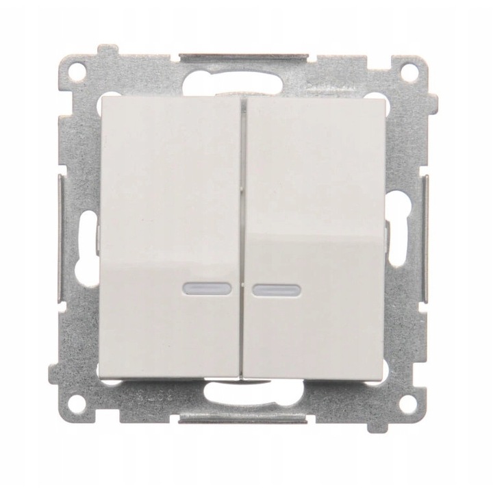 Intrerupator dublu LED IP44, Kontakt Simon 54, 16A, alb, 75x75x41mm