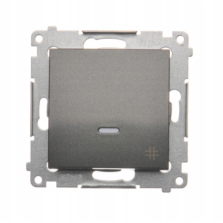 Világító kapcsoló, Kontakt Simon, antracit, 10 AX, 250 V, méretek 75x75x41 mm