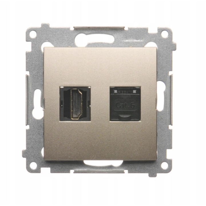 Контакт HDMI/RJ45, Kontakt-Simon, пластмаса/поликарбонат, IP20, златен