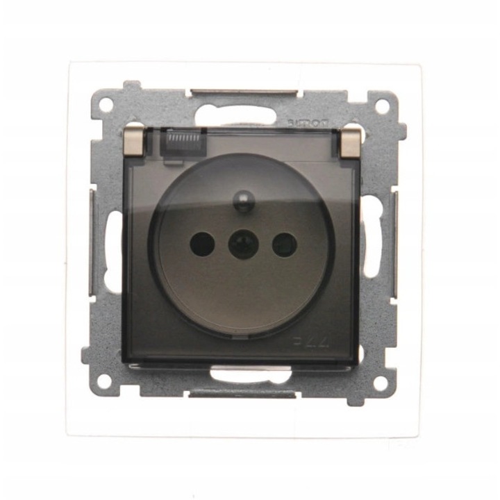 Priza cu clapa, Kontakt-Simon, Plastic, IP44, Maro