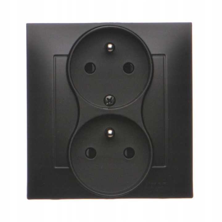 Priza dubla, Kontakt Simon 54, negru mat, 16A, 250V