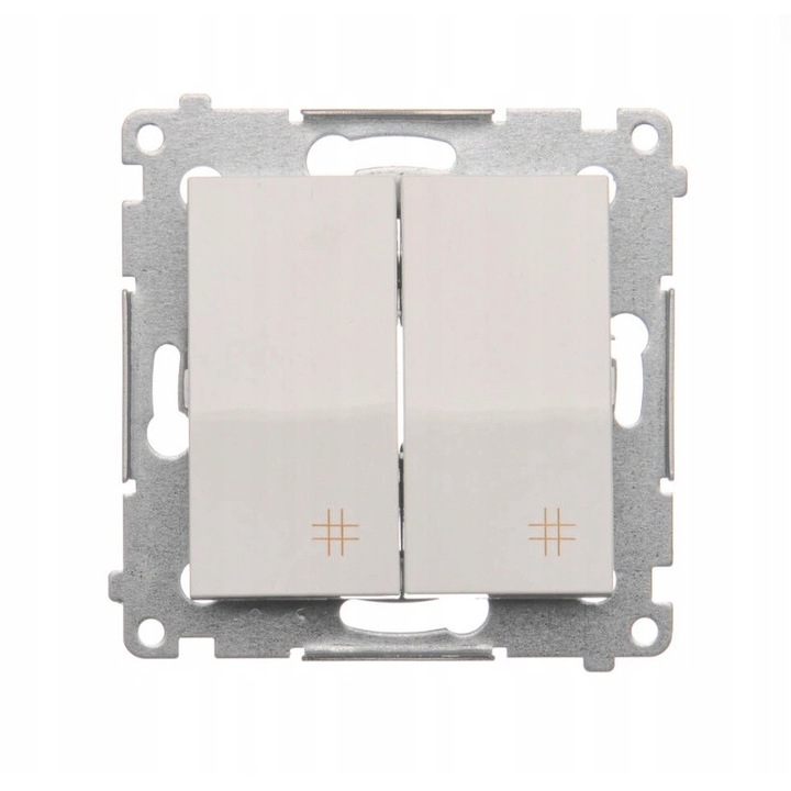 Dupla keresztkapcsoló, Kontakt-Simon, Műanyag, 10A, IP20, 75 x 75 mm, Fehér