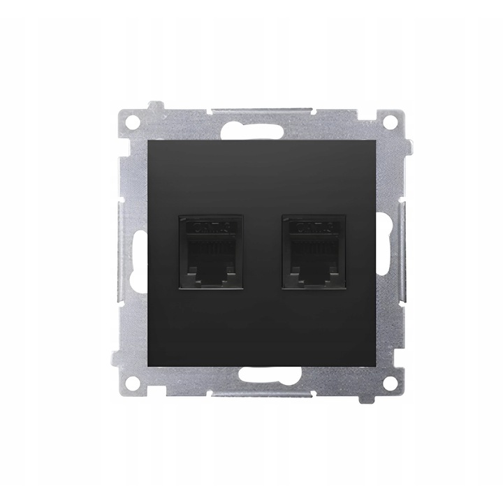 Priza telefonica dubla RJ12, Kontakt-Simon, Neagra