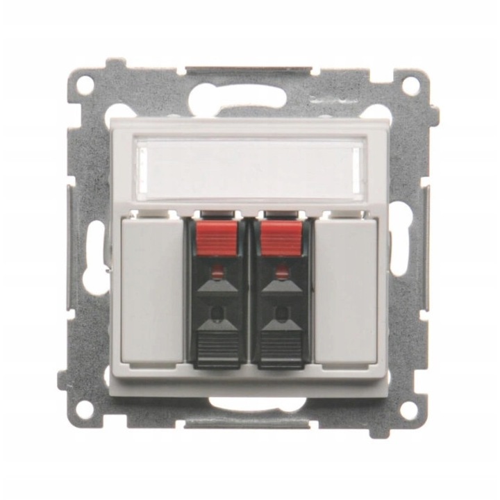 Priza dubla difuzor, Kontakt-Simon, Plastic, IP20, 75 x 75 mm, Alb/Negru