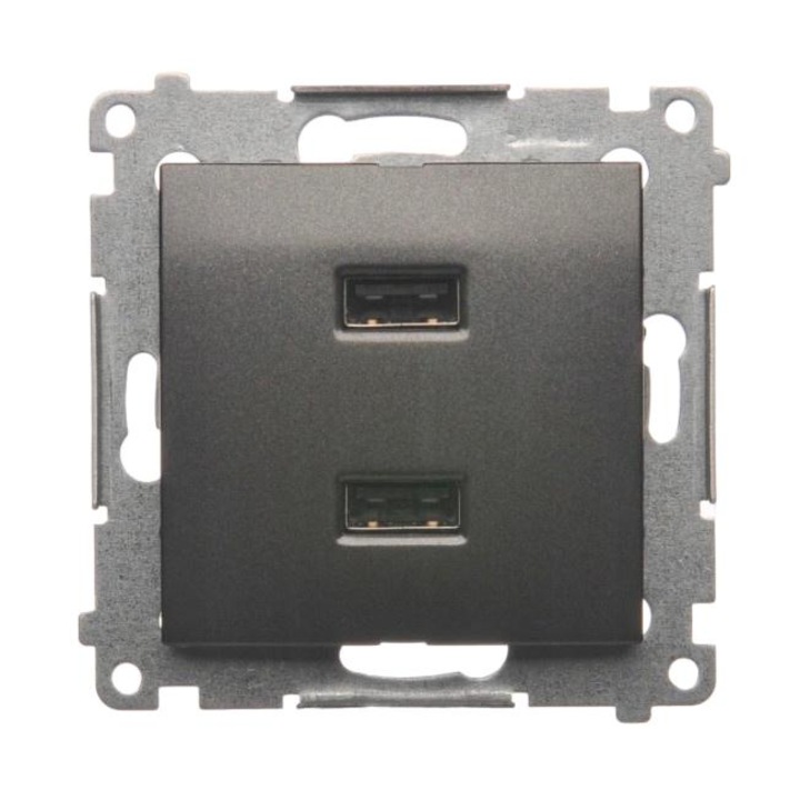 Priza USB, Kontakt-Simon, 230 V, IP20, Gri antracit