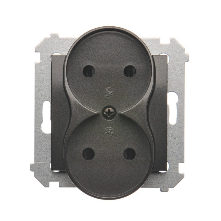 Priza dubla, Kontakt-Simon, plastic, gri