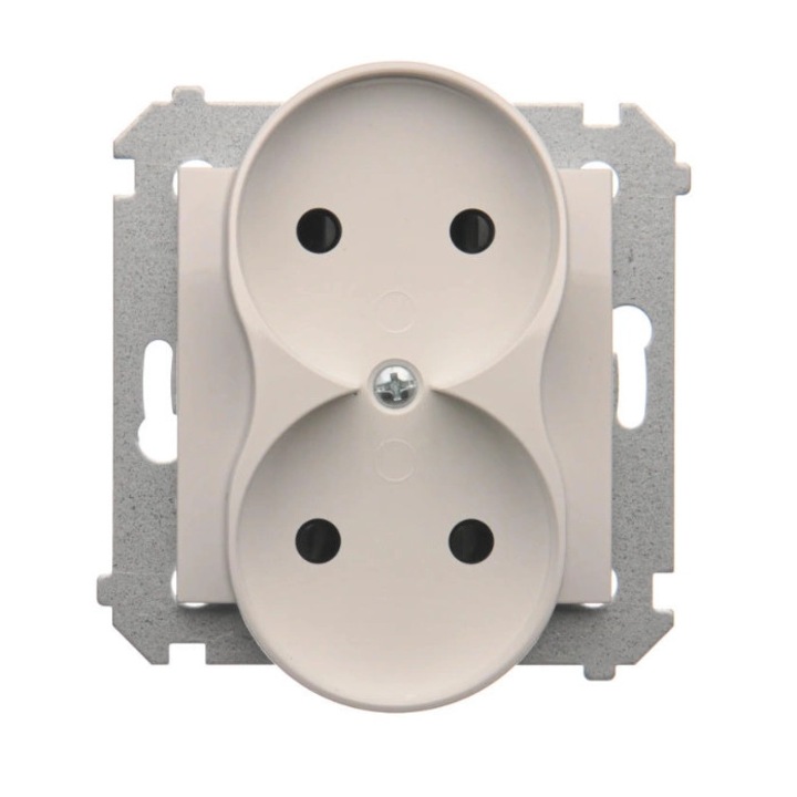 Priza dubla fara impamantare, Kontakt-Simon, alb, 81x75x46mm