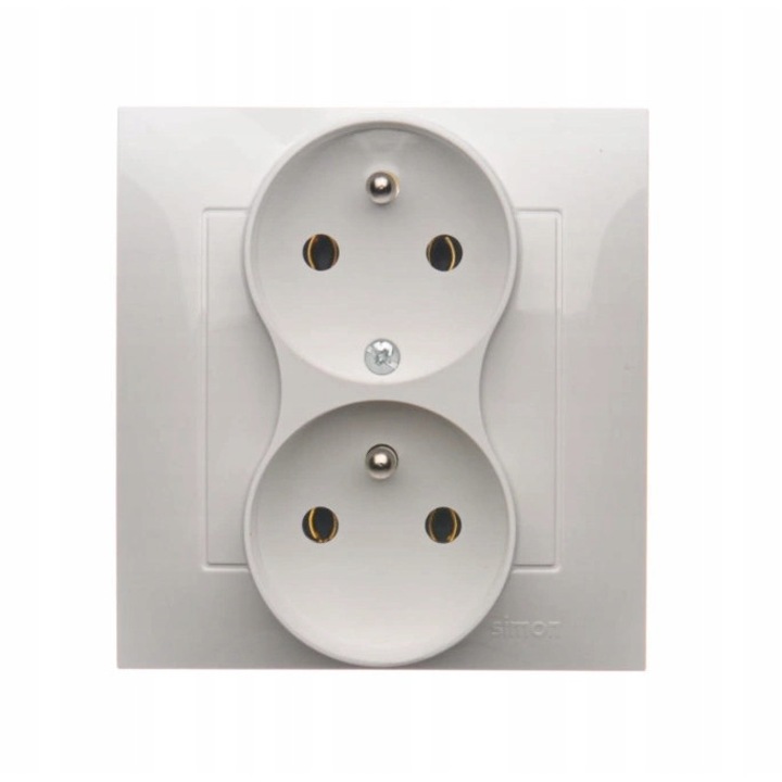 Priza dubla cu impamantare, Kontakt-Simon, Alb, 87x82x44mm