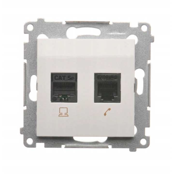 ТВ контакт, Контакт-Симон, Гнездо Комп, RJ45, 5e + Tel, RJ12