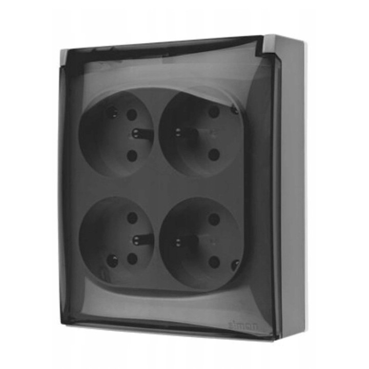 Четворен контакт, Kontakt-Simon, Повърхностен монтаж, 16A/250V/IP44, Сив