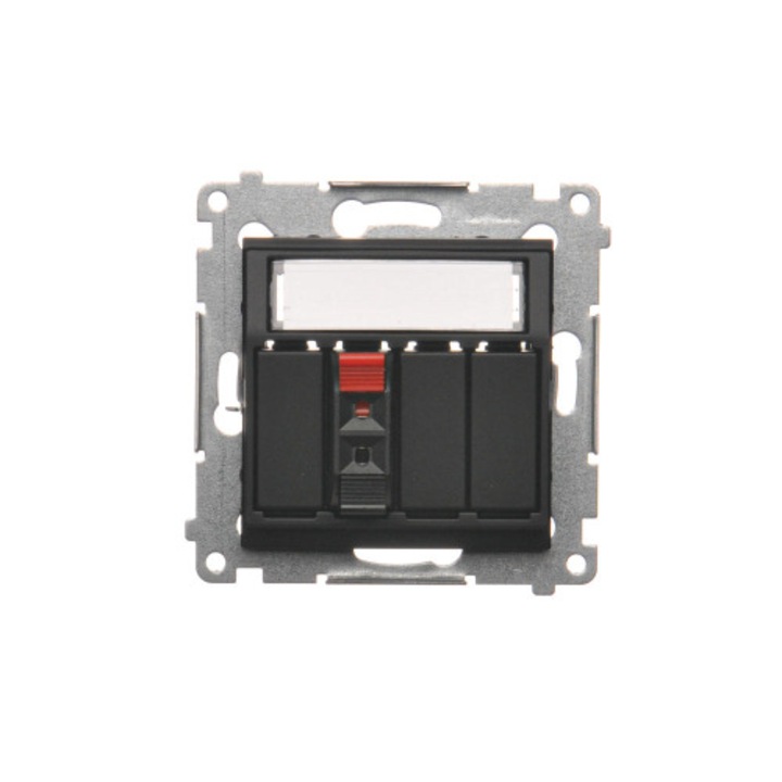 Priza pentru difuzor, Kontakt-Simon, Plastic, IP20, 75 x 75 x 48 mm, Negru