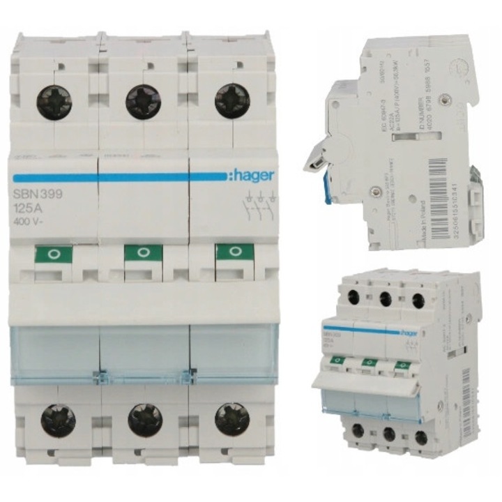 Biztosíték, Hager, 440 V, 125 A, 3P, Fehér