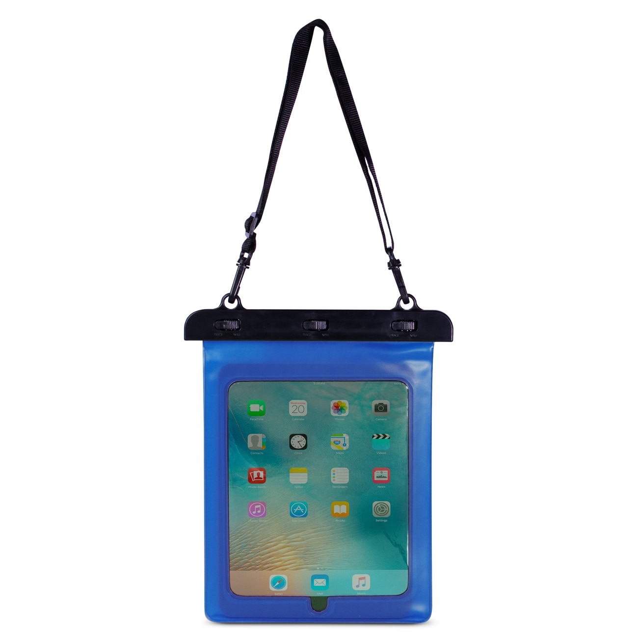 Husa subacvatica pentru tableta, diagonala maxima 12 inch, 28x21cm, material impermeabil, Albastru