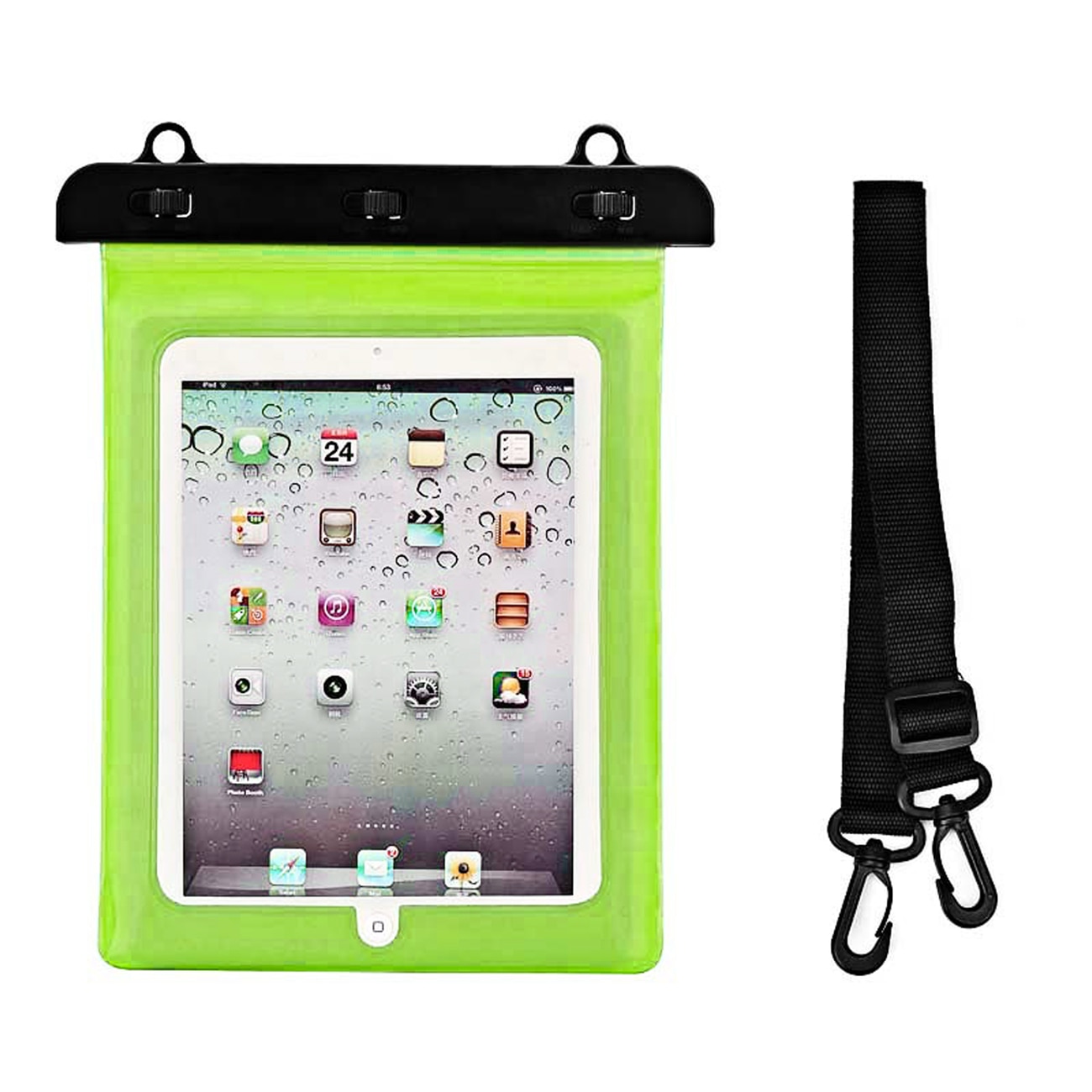 Husa subacvatica pentru tableta, diagonala maxima 12 inch, 28x21cm, material impermeabil, Verde