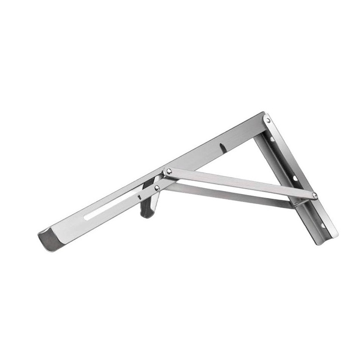 Set 2 console pliabile pentru rafturi, Otel inoxidabil, 250 x 115 mm ...