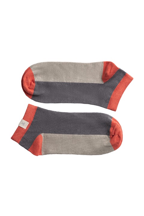 KAFT, Set de sosete unisex pana la glezna - 2 perechi, Rosu/Gri