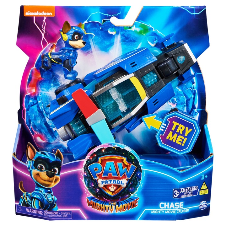 Set figurina si vehicul Paw Patrol The Mighty Movie - Chase