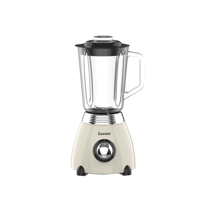 Блендер Laretti LR-FP7317, 500W, 1.5L, 2 скорости, Импулсна функция, Заключваща функция, Ножове от неръждаема стомана, Защита от прегряване, Крачета против плъзгане, Бежов