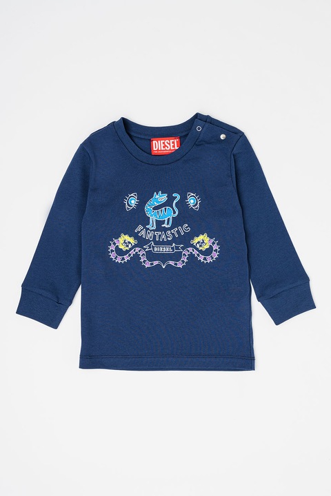 Diesel, Bluza de bumbac cu imprimeu T-Etryb, Bleumarin