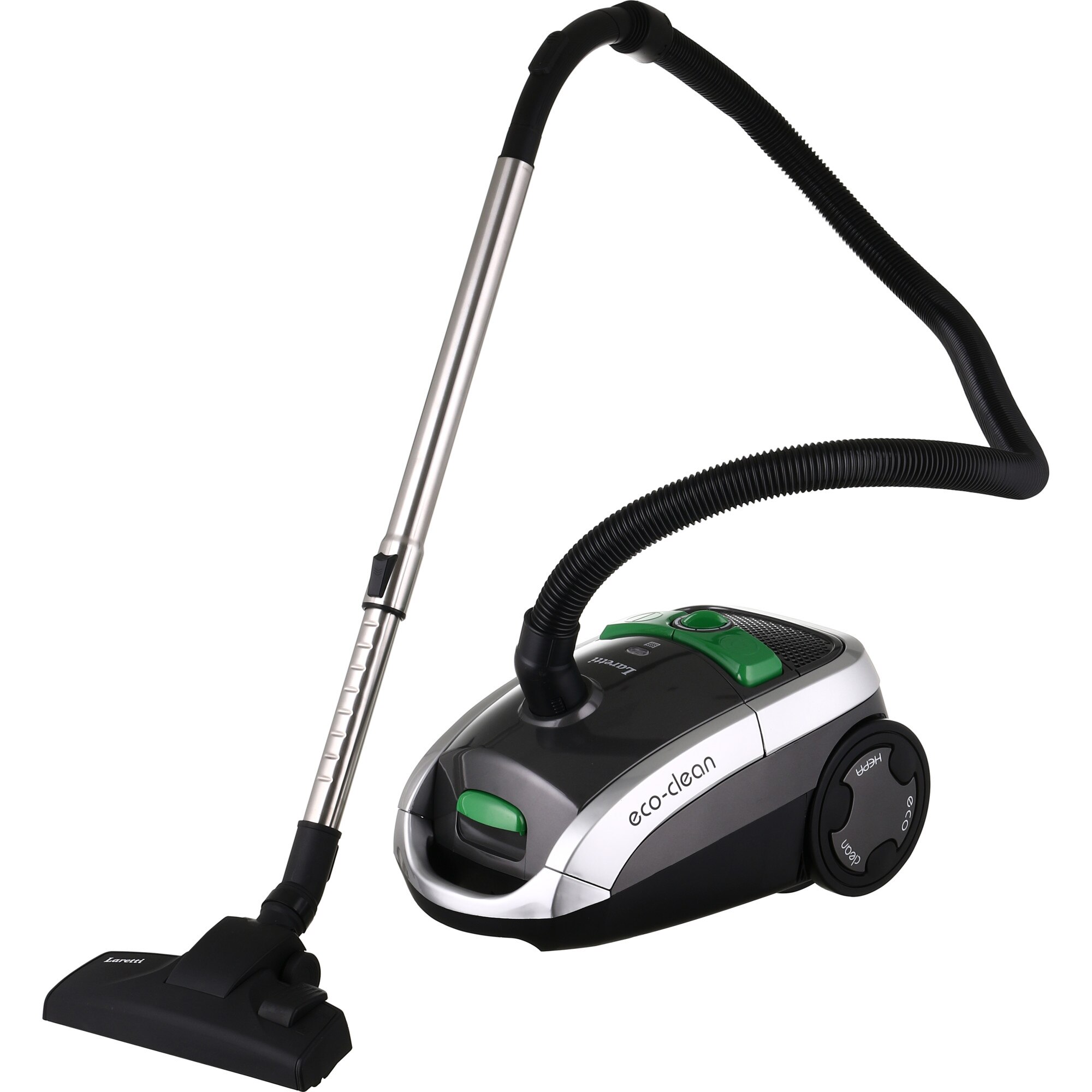 Aspirator LARETTI LR-VC8116, consum 800W, Capacitate rezervor de praf 4,5 l, Filtru HEPA, Sistem de filtrare in 5 trepte, Tub telescopic metalic, Nivel de zgomot: ≤ 80 dB, Gri