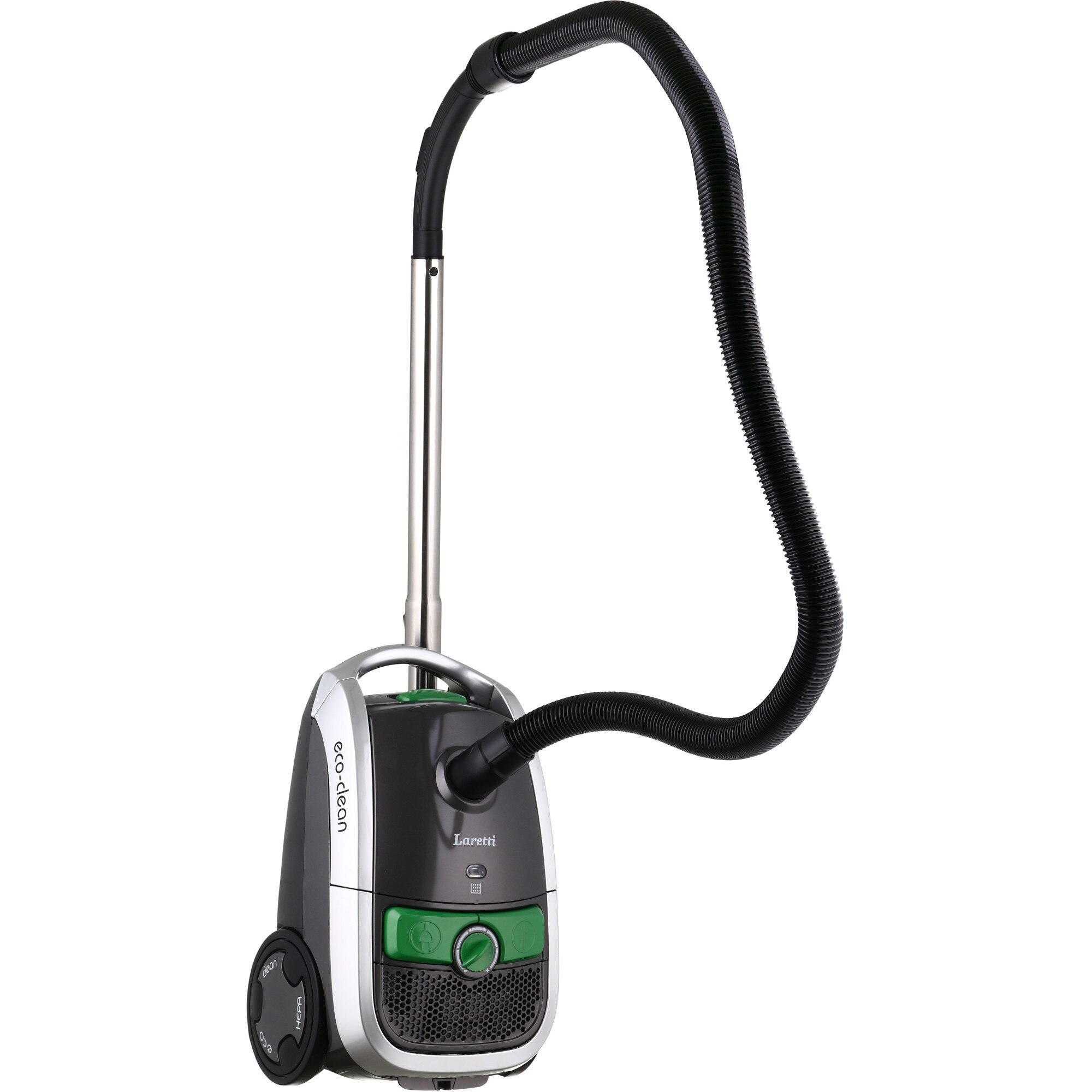 Aspirator LARETTI LR-VC8116, consum 800W, Capacitate rezervor de praf 4,5 l, Filtru HEPA, Sistem de filtrare in 5 trepte, Tub telescopic metalic, Nivel de zgomot: ≤ 80 dB, Gri
