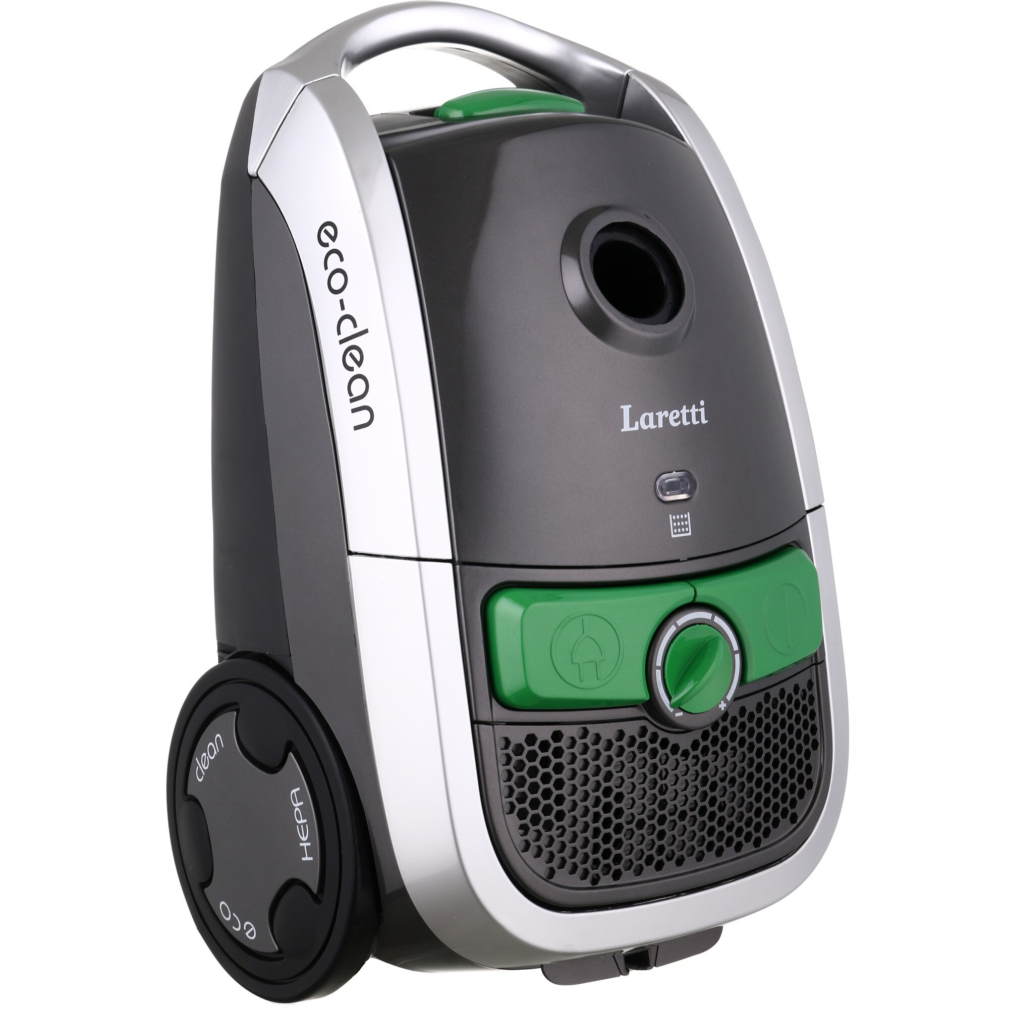Aspirator LARETTI LR-VC8116, consum 800W, Capacitate rezervor de praf 4,5 l, Filtru HEPA, Sistem de filtrare in 5 trepte, Tub telescopic metalic, Nivel de zgomot: ≤ 80 dB, Gri