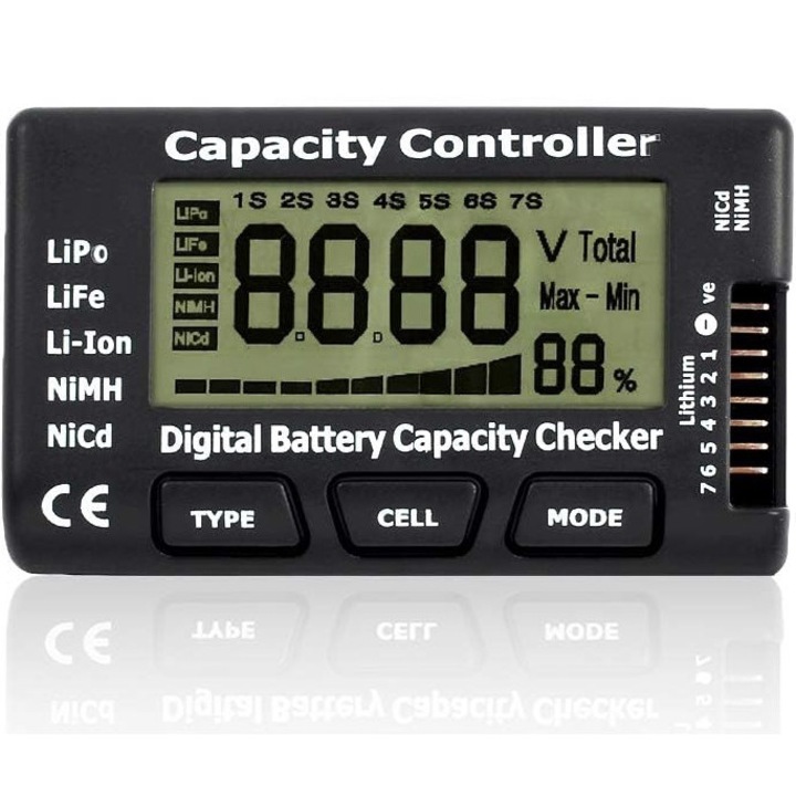 Tester baterie, LiPo/NiMH/Li-Ion, Negru