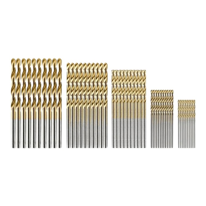 Set 50 burghie pentru metal, din otel, Ø1.0/1.5/2.0/2.5/3.0 mm