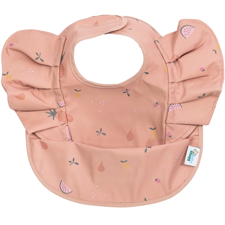BabySnugg vízálló előke, baba partedli, 6-24 hónap, Pink Fruit