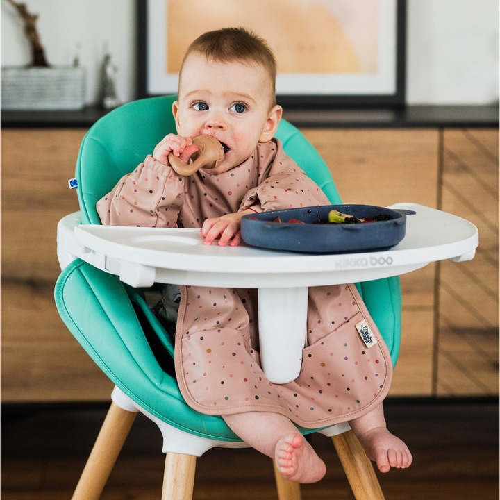 Babysnugg vízálló előke, hosszú ujjú partedli, 6-36 hónap, Pink Dots