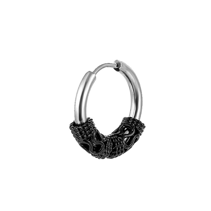 Aztec 5428D rozsdamentes fülbevaló, Sic Moda, ezüst/fekete