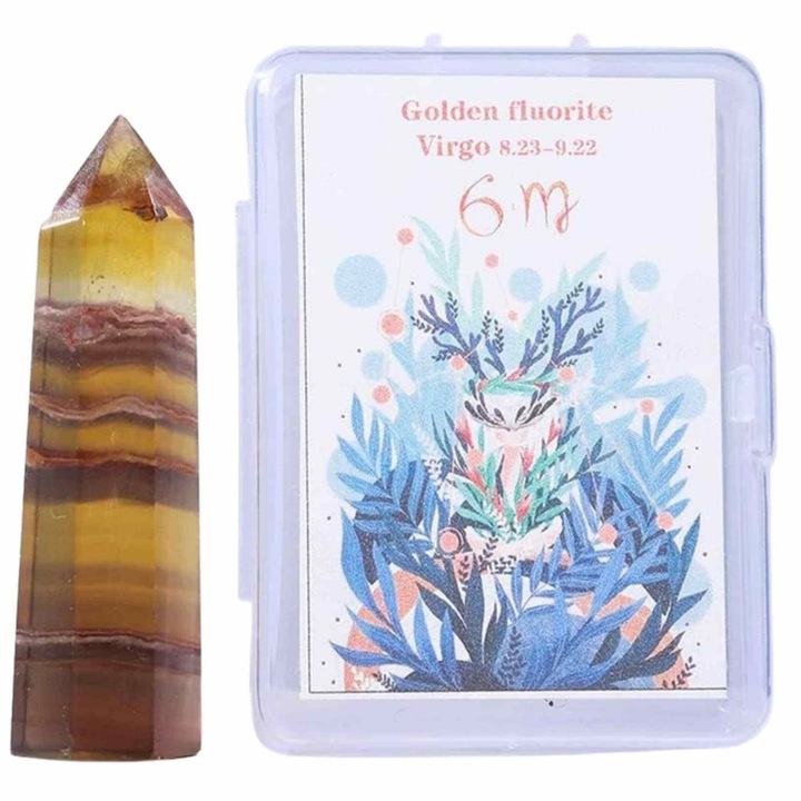 Varf de Cristal 6 cm pentru cele 12 zodii - Pietre semipretioase specifice zodiei Fecioara - Un cadou deosebit