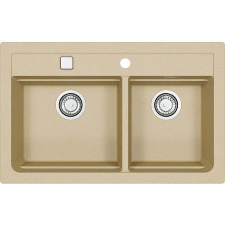 Pachet Chiuveta Bucatarie Alveus Atrox 50 Granital Bej + Baterie Monocomanda Kati + Dozator Sapun + Suport Scurgator