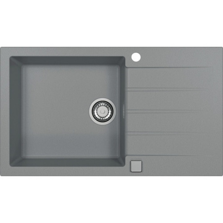 Pachet Chiuveta Bucatarie Alveus Cadit 40 Granital Gri + Baterie Monocomanda Kati + Dozator Sapun + Suport Scurgator