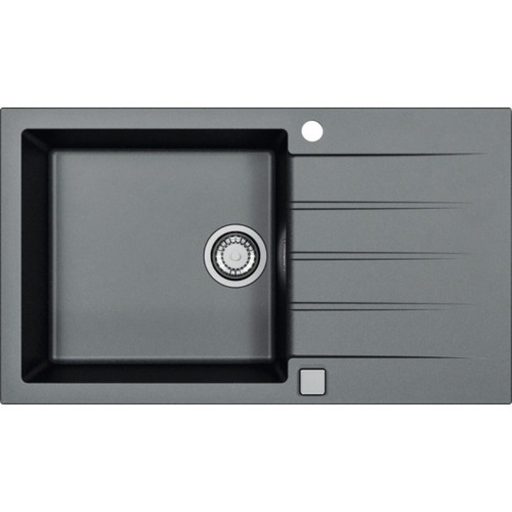 Pachet Chiuveta Bucatarie Alveus Cadit 40 Granital Negru + Baterie Monocomanda Kati + Dozator Sapun + Suport Scurgator