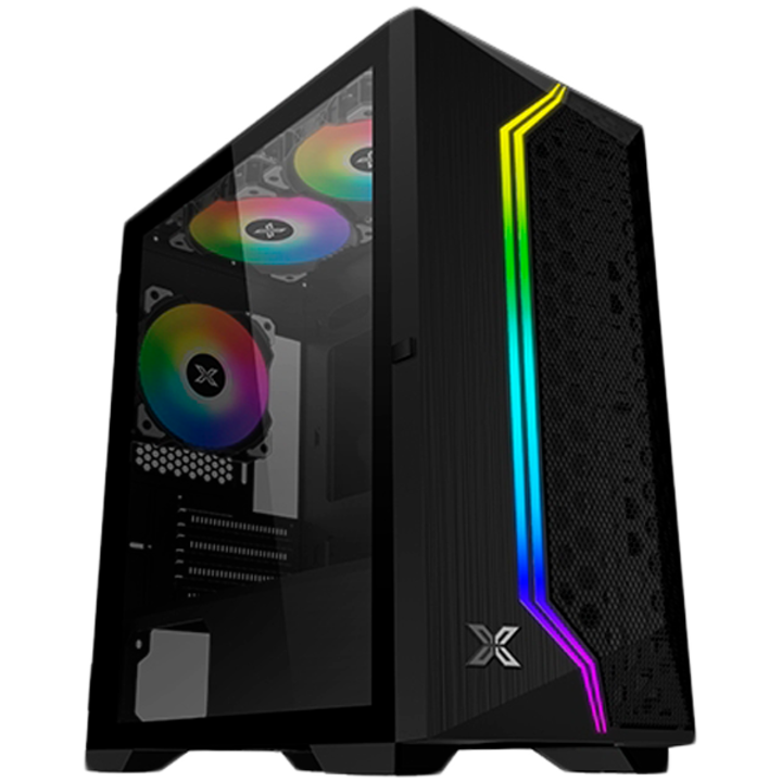 Компютърна кутия Gemini II EN48649, Black, MATX/ Mini-ITX, U3x1+U2x2, Meshed Grill ARGB LED Frontpanel & Left TG, 3PCS X24F Fixed RGB Fan GEMINI_II
