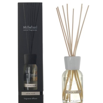 Difuzor de parfum cu betisoare din bambus White musk - 500ml - Millefiori Milano Difuzor de parfum cu betisoare din bambus White musk - 500ml - Millefiori Milano