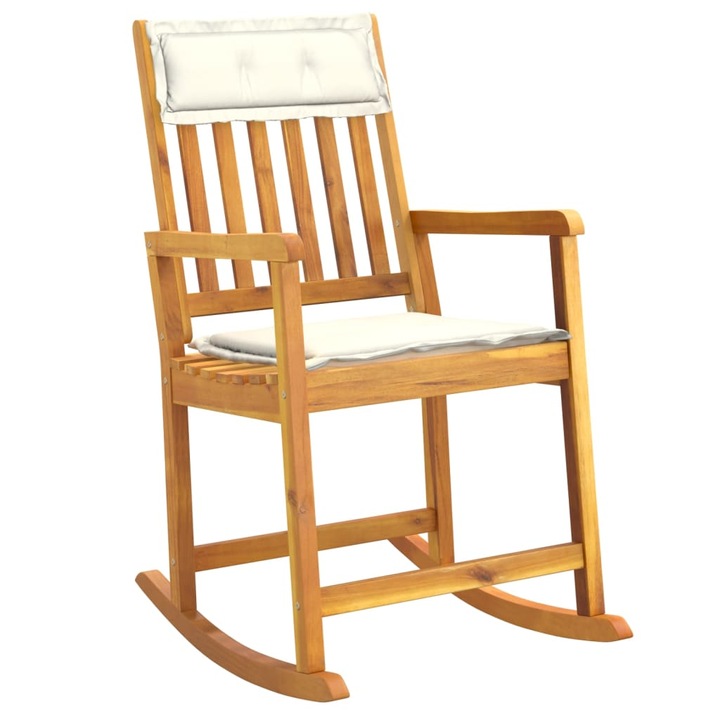 Scaun balansoar cu perne vidaXL, lemn masiv de acacia, 54 x 78 x 103 cm, 8.18 kg, Maro