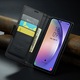 Samsung Galaxy A54, CaseMe tok, vékony, bőr, pénztárca típus, álló, biztonságos mágneses záródás, puha textúra és markolat a kézben, RFID védelem, Fekete